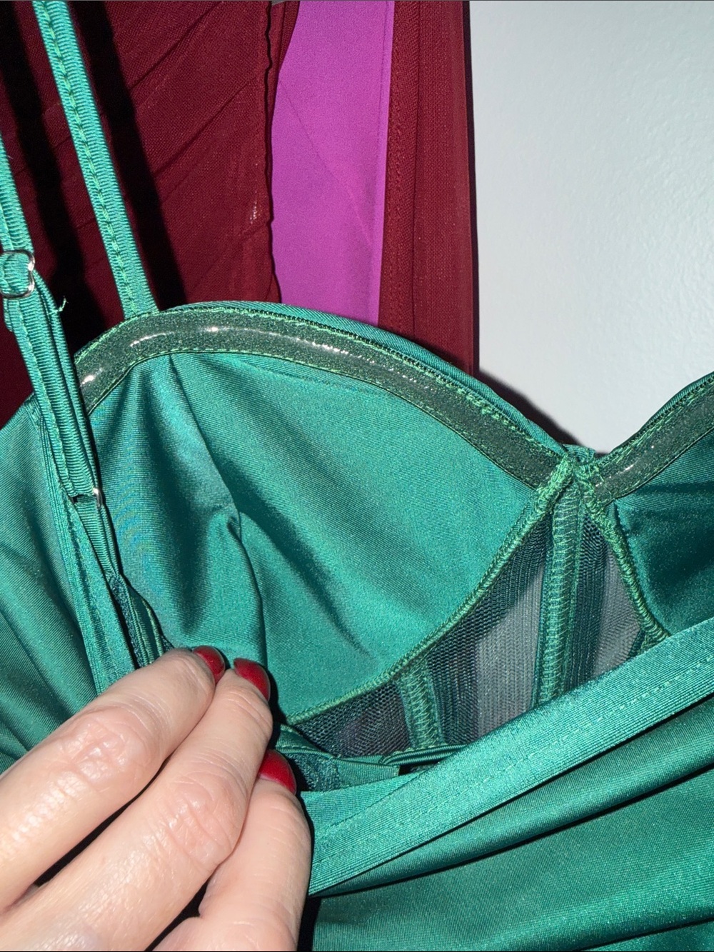 Emerald Green Strapless Maxi Evening Dress - Picture 6 of 7